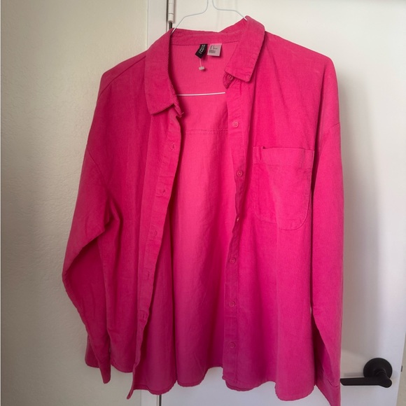 H&M | Jackets & Coats | Bright Pink Corduroy Shacket | Poshmark